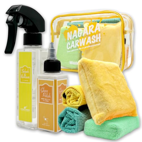 【ながら洗車】スプラッシュ&ガラスポリッシュ『 ウロコ退治と強撥水で窓ガラスに安全を 』 ポーチセット 油膜取り 車 ガラスウロコ フロントガラス 撥水 窓ガラス ウィンドウ